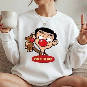 Red Nose Day Cartoon Unisex Jumper- Funny Teddy Quirky Comic Retro Pullover